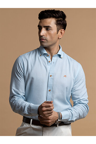 Mannerism The Breezy Linen – Sky Blue Shirt with Lightweight Relaxed Fit, Com...