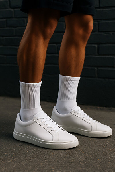 Katia&Bony Șosete lungi cu talpă prosop bărbați Sosete de bază alb