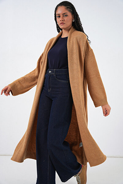 Bigdart Γυναικεία Μακριά Πλεκτά Ζακέτα Oversize 15924 - Mustard