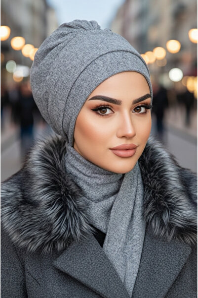 Aişe tesettür Gray Ready-To-Wear Scarf Hijab Bonnet