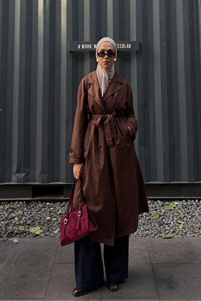 QANU Μακρύ καφέ παλτό Floriva