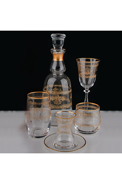 Aryıldız Bardak Seti 31 Parça- Kristal - Altın Dekorlu