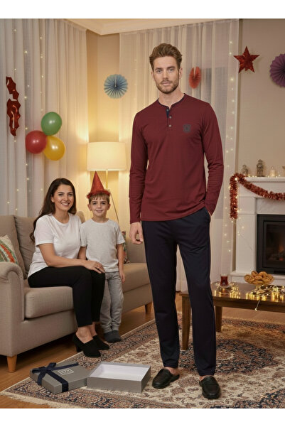 D'S Damat Ds Damat New Year's Special Gift Boxed Modal Fabric Pajama Set – Long Sleeve, Premium, Buttoned Collar Bo