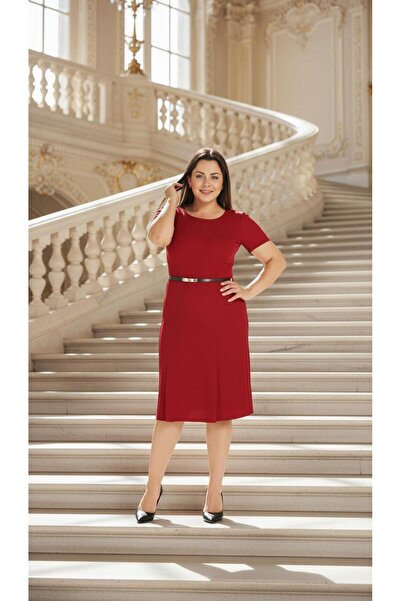 Nidya Moda Kadın Bordo Ön Yırtmaçlı Abiye Elbise 4086B