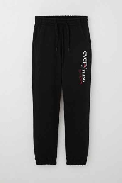 Breeze Boy's Sweatpants Motivational Themed with Lacing Accessories 4-8 Years, Black