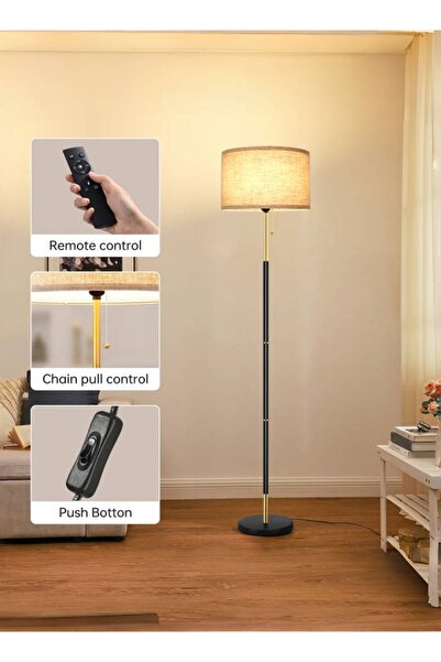 Venpara Adjustable Floor Lamp with Remote, 3 Color Temperatures, Linen Shade, Marble Base