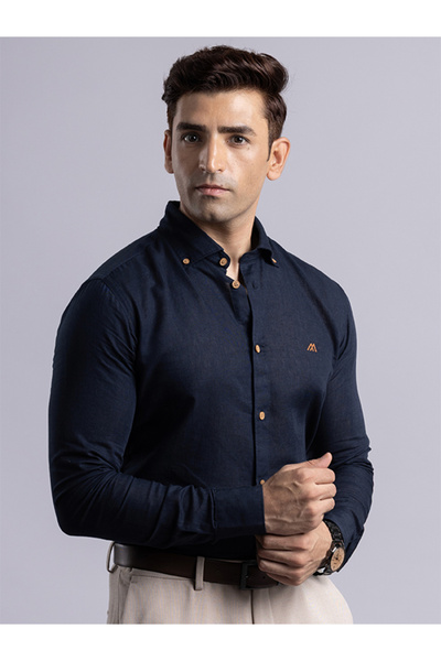 Mannerism The Nautical Classic – Navy Linen Shirt with Crisp Breathability, Comfort Fit