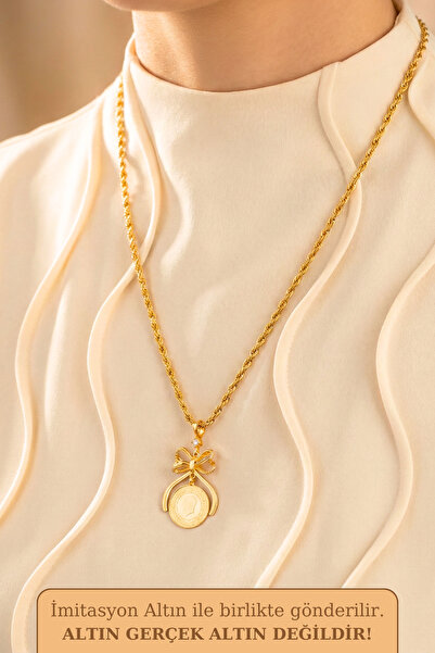 TwinsCollection Fiyonk Detaylı Yarımlı, Çeyrekli, Gram Altın Uyumlu Çelik Bur...