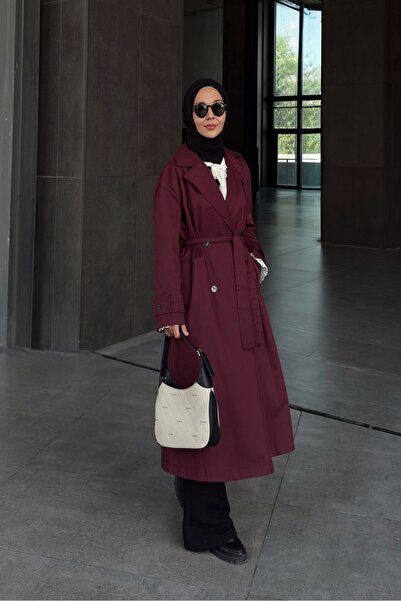 QANU Μακρύ παλτό Floriva μπορντό