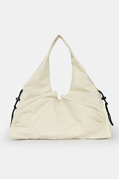 ICONE BAG Icone Pleated Zippered Yoga Bag, Fitness Bag, Gym Saddlebag Look Pleated Cream Sports Bag