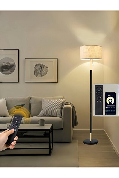 Venpara Adjustable Floor Lamp with Remote, 3 Color Temperatures, Linen Shade, Marble Base