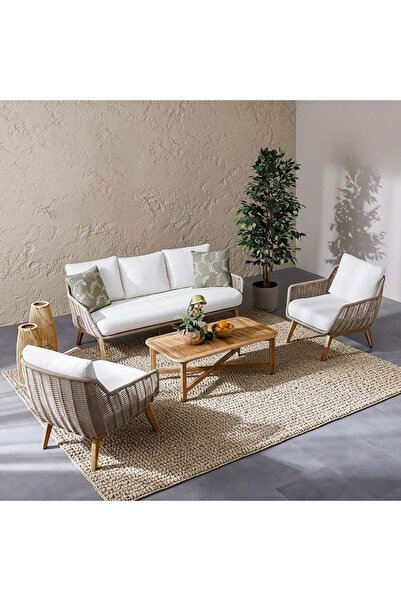 Danube Home طقم أريكة خارجية "هاني" بخمسة مقاعد | أثاث حدائق بإطار فولاذي | مقاعد فناء عصرية