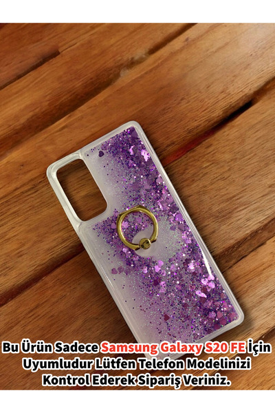 Merwish Samsung Galaxy S20 FE Uyumlu Sulu Simli Yüzüklü Standlı Parlak Siliko...
