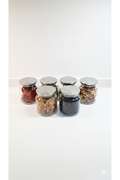 ÖZ HOME 6 عبوات زجاجية للتخزين/التنظيم مع أغطية معدنية مفرغة الهواء سعة 635 مل