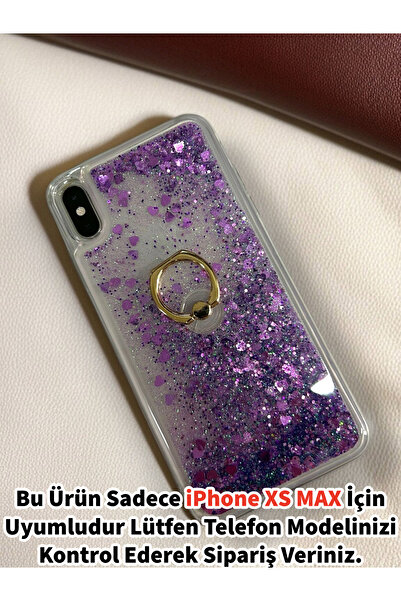 Merwish Apple ıPhone Xsmax Uyumlu Sulu Simli Yüzüklü Standlı Parlak Silikon K...