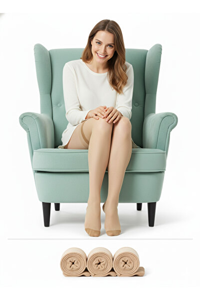 Müjde Original Women's Over-The-Knee Socks Shiny 20 Den 2 Li Flexible Soft Luxurious Thin Non-Slip Silky Texture