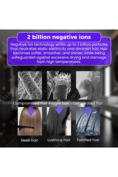 Skylaze Επαγγελματικό πιστολάκι μαλλιών G999, 2400W, κινητήρας χωρίς ψήκτρες 40.000 σ.α.λ., αρνητικά ιόντα, LED, μαύρο