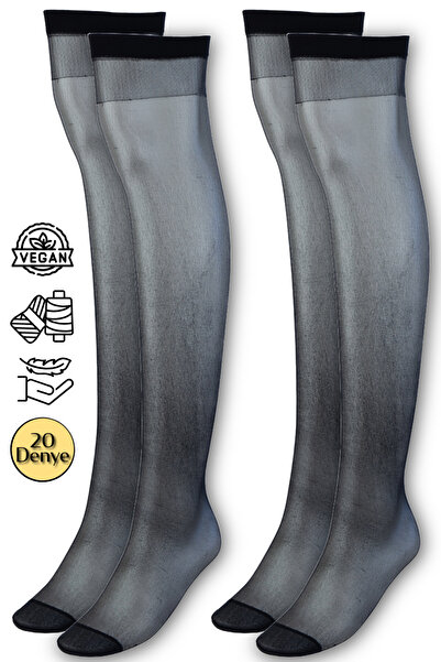 Müjde Original Women's Over-The-Knee Socks Shiny 20 Den 2 Li Flexible Soft Luxurious Thin Non-Slip Silky Texture