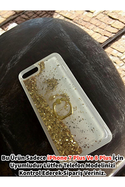 Merwish Apple ıPhone 7 Plus ve 8 Plus Uyumlu Sulu Simli Yüzüklü Standlı Parla...