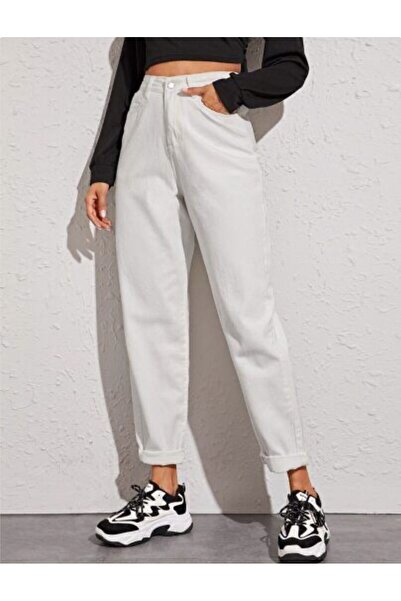 LAMİRA White Jeans Stretchy Women's Jeans Boyfriend Mom Jeans