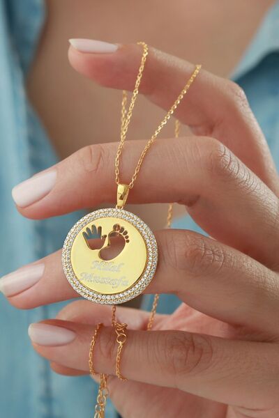 Silvano Jewelry 925 Ayar Gümüş El Ayaklı Kişiye Özel Isimli Kolye