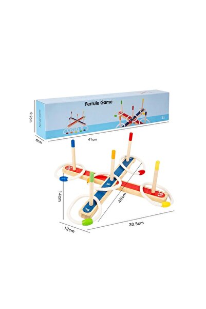 OEM Wooden ring toss game, 5 stakes & 5 textile rings made of thick rope, indoor and outdoor, age 3+
