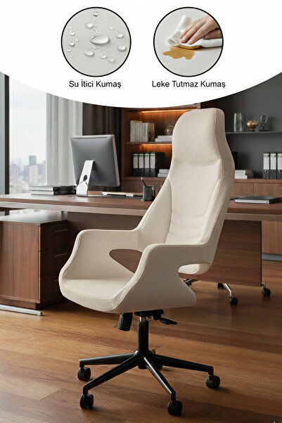 SandalyeDeposu Wagner Müdür Ve Yönetici Koltuğu (Kırık Beyaz) ( Su İtici, Leke Tutmaz, Silinebilir Kumaş)