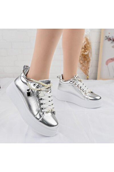 Tmall Pantofi Sport De Dama,Din Piele Ecologica,cu Lant decorativ,D1372,Silver