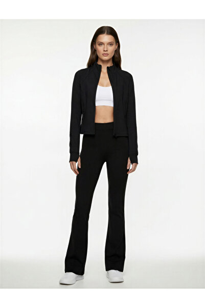 Koton εφαρμοστό Μακρυμάνικο φούτερ με φερμουάρ ψηλός λαιμός Sports