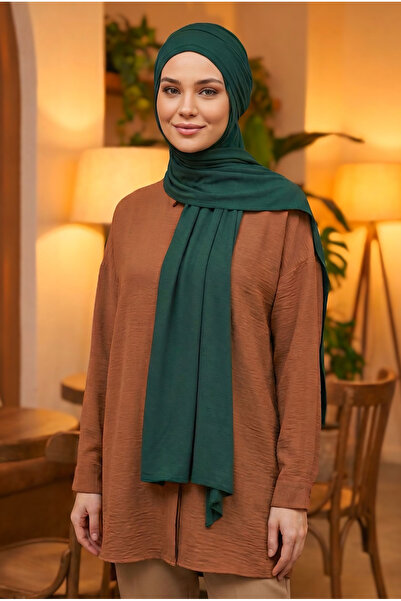 Aisha's Design Combed Cotton Boneli Ready-Made Combed Cotton Hooded Shawl Two-Piece Set, Ps-57, Green