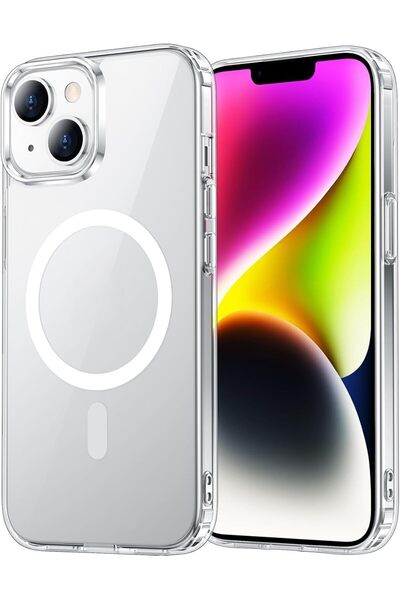 iPhone 14 Plus Uyumlu Kamera Korumalı Magsafe Wireless Şarj Özellikli Şeffaf Kılıf