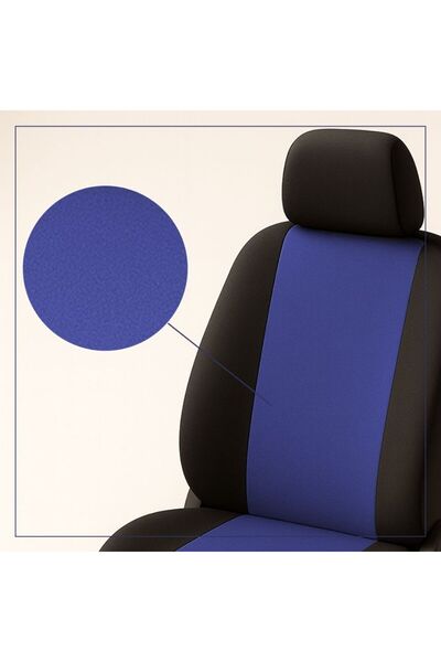 Kiwari Set huse universale pentru scaun auto, 7 piese, bumbac și poliester cu spumă, albastru/negru