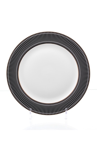 HIC flat porcelain dinner plates 4 Piece with black and gold design 27 cm