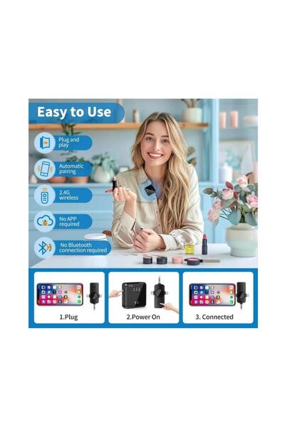 Genel Markalar Kablosuz Tüylü Yaka Mikrofonu F11 Model 3'ü 1 Arada 3.5mm Uyumlu Tekli Set Type-C Apple