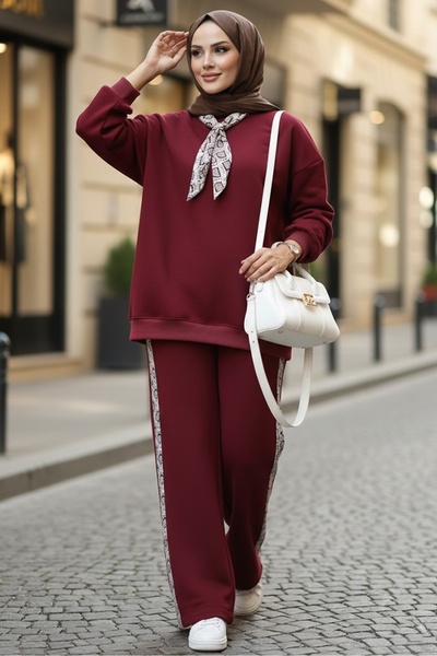 Bestenur Scarf Three Thread Double Suit 1654 - Burgundy