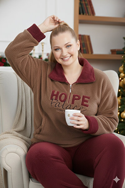 Miss Meryem Yılbaşı Kahve Welsoft Yumuşacık, Sıcak Tutan Rahat Büyük Beden Di...