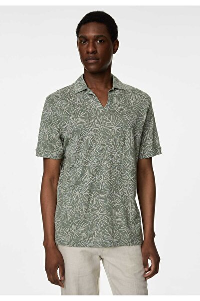 Marks & Spencer Kısa Kollu Saf Keten Polo Yaka T-Shirt