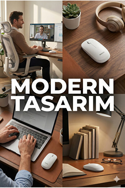 Philips SPK7438 Kablosuz Mouse Bluetooth Mouse 1600DPI 4 Tuşlu Optik Mouse Beyaz