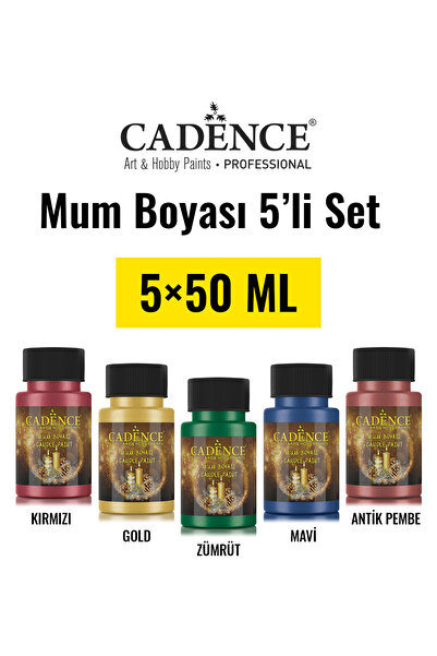 Cadence Boya Mum Boyası 5 Renk 50ml Gold+Kırmızı+Mavi+Zümrüt+Antik Pembe