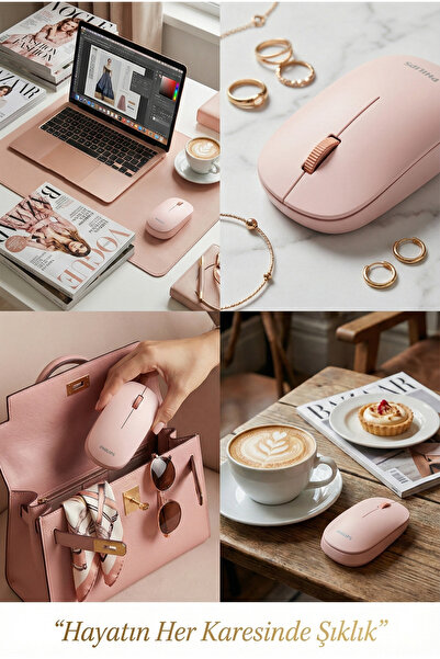 Philips Spk7438 Kablosuz Mouse Bluetooth Mouse Çift Mod Sessiz Mouse Pil Dahil Pembe Resmi Distribütör