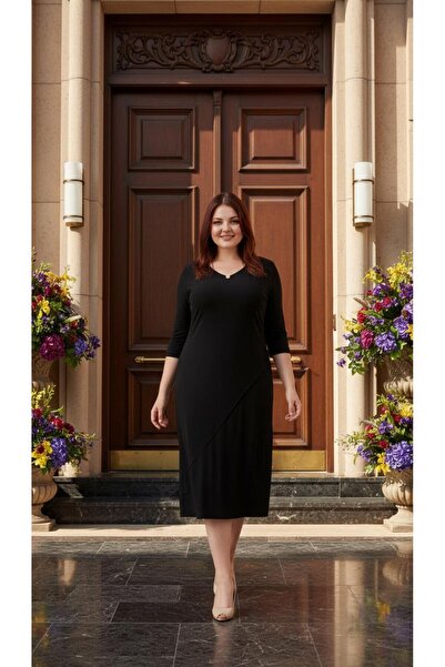 Nidya Moda Kadın Siyah Metal Aksesuar Abiye Elbise 4081S