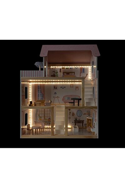 indiggo Casă de păpuși din lemn FantasyVilla de la Indiggo® - Roz prăfuit