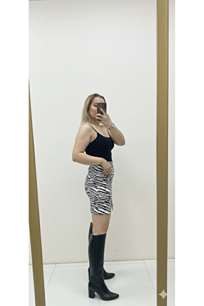 TUBA TOPTAŞ DESENLİ DERİ ETEK ŞARDONSUZ