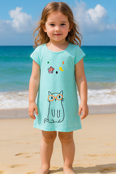 Cicitime Necklace And Cat Embroidered Dress