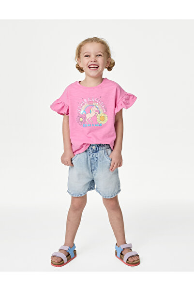 Marks & Spencer Regular Fit Desenli Denim Şort (2-7 Yaş)