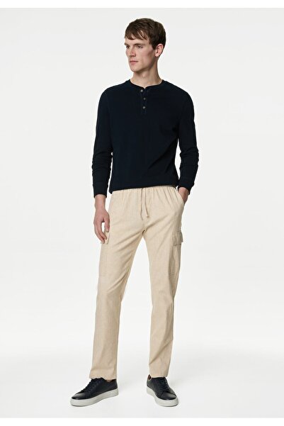 Marks & Spencer Straight Fit Keten Kargo Pantolon