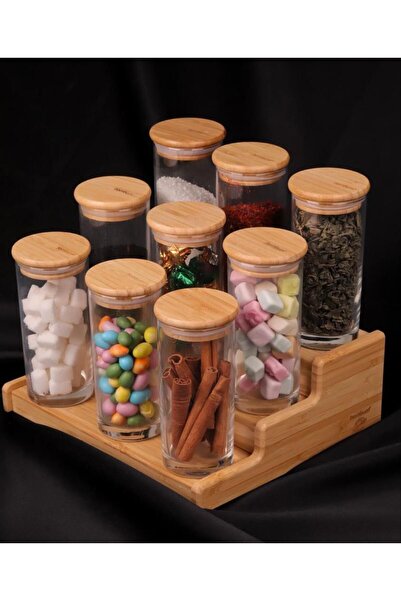 Bambum طقم توابل بغطاء سيليكون من الخيزران مكون من 19 قطعة - طقم مع حامل