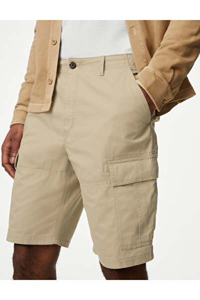 Marks & Spencer Saf Pamuklu Regular Fit Kargo Şort