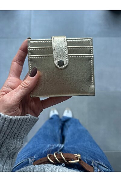 Melos Butik Portofel pentru femei din piele aurie cu compartiment pentru bani