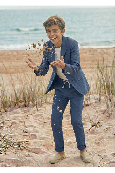 rg kidsstore Young Men's 100% Linen Fabric Suit, 3-Piece Suit_Rg3361